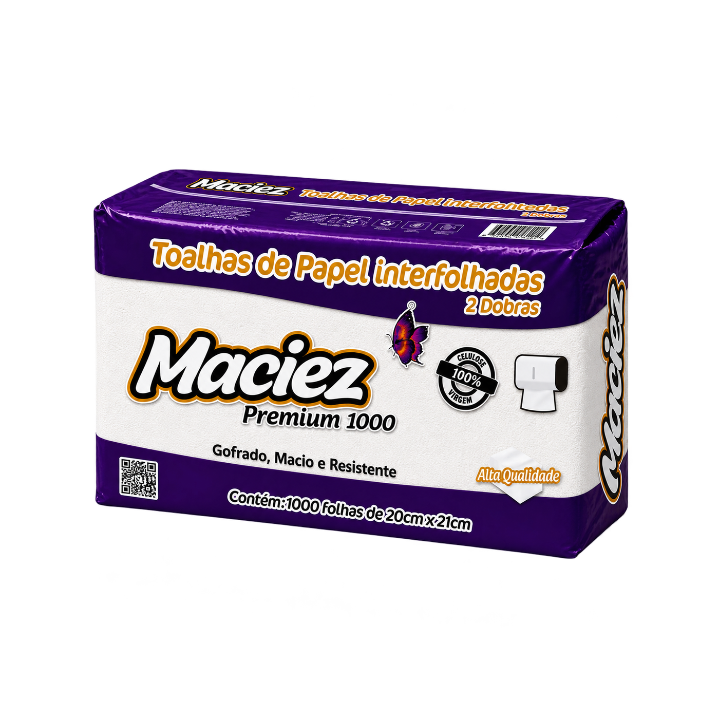 Papel Toalha Interfolhado Maciez 100% Celulose — 1000 folhas