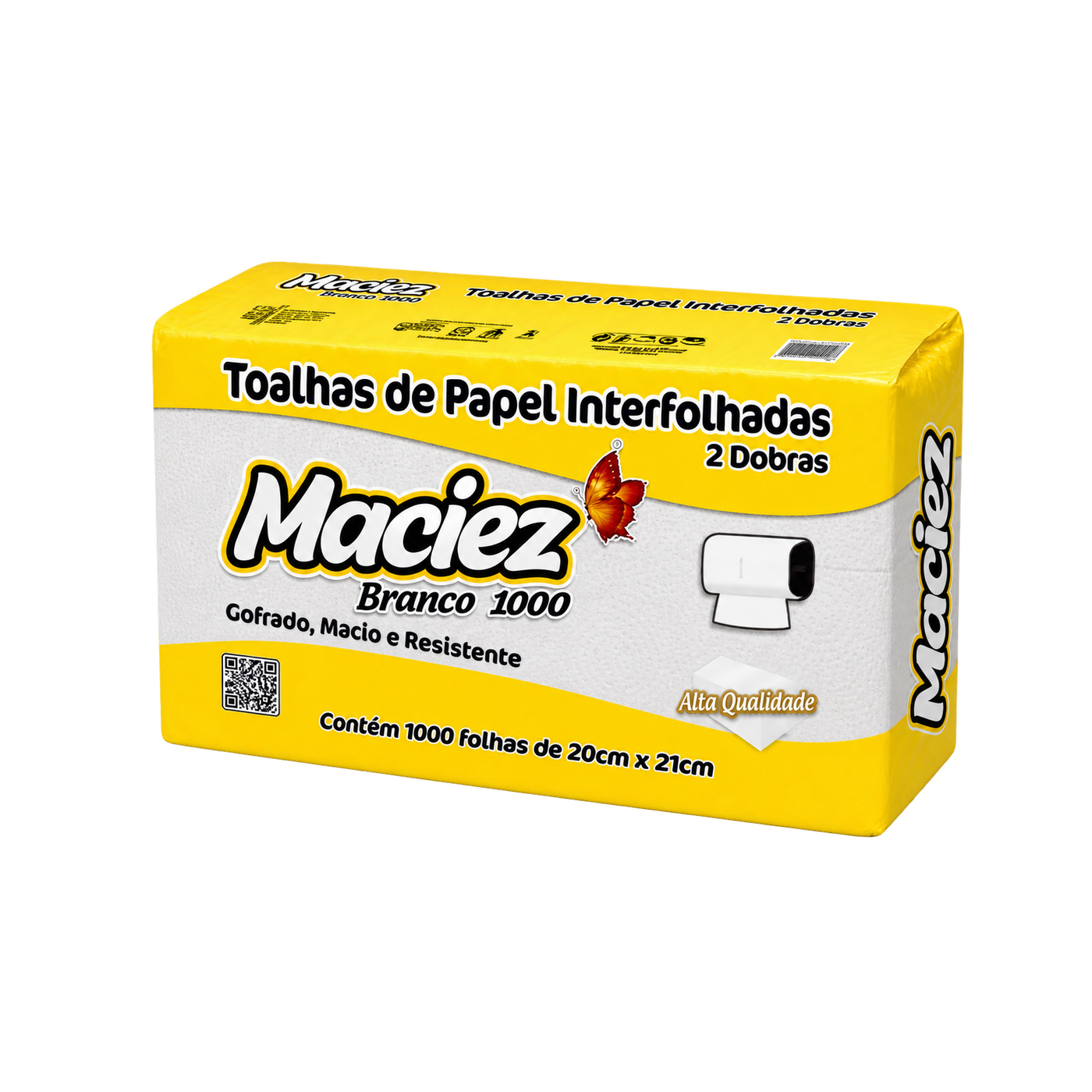 Papel Toalha Interfolhado Maciez Branco — 1000 folhas